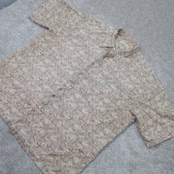 Tori Richard Shirt Adult 2XL XXL Beige Cotton Lawn Short Sleeve Button Up - Picture 3 of 11